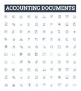 Accounting documents vector line icons set. Accounts, Vouchers, Ledgers, Journals, Invoices, Receipts, Payables Royalty Free Stock Photo