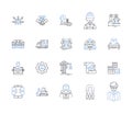 Accounting firm line icons collection. Bookkeeping, Taxation, Auditing, Financial, Advisory, Payroll, Budgeting vector