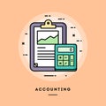 Accounting, flat design thin line banner.