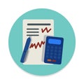 Accounting flat icon. Round colorful button, circular vector sign.