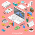 Accounting flat isometric vector concept.