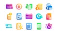 Accounting icons. Report, Calculator and Checklist. Classic icon set. Vector