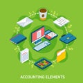 Accountancy Isometric Round Composition Royalty Free Stock Photo