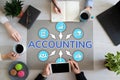 Accounting keeping financial account. Business Diagram graph on office desktop.