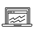 Accounting laptop graph icon, outline style