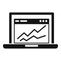 Accounting laptop graph icon, simple style