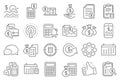 Accounting line icons. Set of Calculation, Check investment and Report. Vector