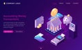 Accounting money transactions, isometric concept