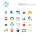 Accounting, paperwork, statistics and more, thin line icons set Royalty Free Stock Photo