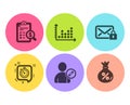 Accounting report, Edit user and Dot plot icons set. Timer, Secure mail and Loan signs. Vector