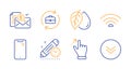 Accounting report, Project deadline and Touchscreen gesture icons set. Vector