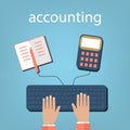 Accounting, taxes, audit, calculation, data analysis, reporting concepts. illustration flat design.