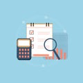 Accounting, taxes, audit, calculation, data analysis, reporting concepts. illustration flat design. Royalty Free Stock Photo