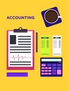 Accounting Top view vector illustration in flat style