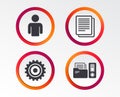 Accounting workflow icons. Human documents.