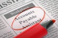 Accounts Payable Assistant Join Our Team. 3D. Royalty Free Stock Photo