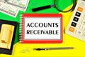 Accounts receivable-the inscription of text on the Notepad.