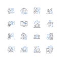 Accounts receivable line icons collection. Invoicing, Payments, Debt, Clients, Balances, Credit, Debtor vector and