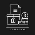 Accounts receivable white linear icon for dark theme Royalty Free Stock Photo