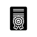Black solid icon for Accreditation, certificate and diploma