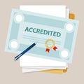 Accredited authorized organization business certificate paper with stamp Royalty Free Stock Photo