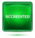 Accredited Neon Light Green Square Button Royalty Free Stock Photo