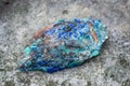 The accretion of Malachite and Azurite. Natural raw specimen of copper-based gemstones