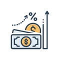 Color illustration icon for Accrual, currency and wage Royalty Free Stock Photo