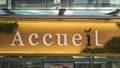 Accueil sign in the Polygone Beziers mall