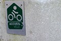 Accueil velo means in french bike cycle bikers welcome sign in hotel wall entrance