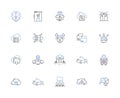 Accumulating line icons collection. Hoarding, Stockpiling, Collecting, Assembling, Amassing, Gathering, Stocking vector Royalty Free Stock Photo