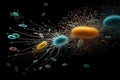 The accumulation of bacteria. Macro. Illustration