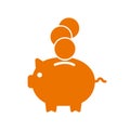 Accumulation money, savings, pig with coin icon