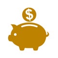 Accumulation money, savings, pig with coin - for stock Royalty Free Stock Photo