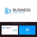 Accumulator, Battery, Power, Plug Blue Business logo and Business Card Template. Front and Back Design