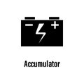 Accumulator icon with description. Element of energy saving icon for mobile concept and web apps. Detailed Accumulator icon can be Royalty Free Stock Photo