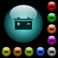 Accumulator icons in color illuminated glass buttons