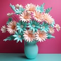 Accurate And Detailed 3d Paper Flower Arrangement In Teal And Pink Royalty Free Stock Photo