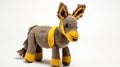 Accurate And Detailed Knitted Donkey Toy With Yellow Accents And Black Ribbons