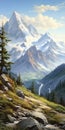 Accurate And Detailed Mountain Painting In The Style Of Dalhart Windberg