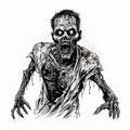 Accurate And Detailed Zombie Ink Painting Illustration