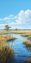 Accurate Ornithological Paintings Of Tall Grass In Southern Countryside