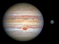 Accurate size comparison of Earth and Jupiter. Planet of Solar System Royalty Free Stock Photo