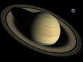 Accurate size comparison of Earth and Saturn. Planets of Solar System Royalty Free Stock Photo