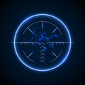 Accurate sniper scope, neon luminous target vector illustration