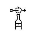 Black line icon for Accurately, bottle and target