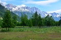 The Accursed Mountains in Albania visible from Valbone Valley Royalty Free Stock Photo