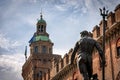 Accursi Tower and Accursio Palace with Neptune Statue - Bologna Italy Royalty Free Stock Photo