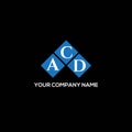 ACD letter logo design on BLACK background. ACD creative initials letter logo concept. ACD letter design Royalty Free Stock Photo