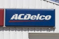 ACDelco sign at a car repair shop. ACDelco is a factory parts brand owned by General Motors GM